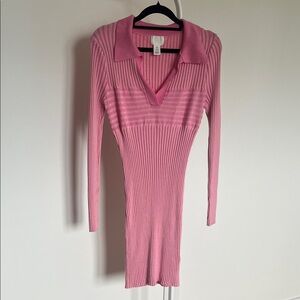 H&M Pink ribbed knit dress